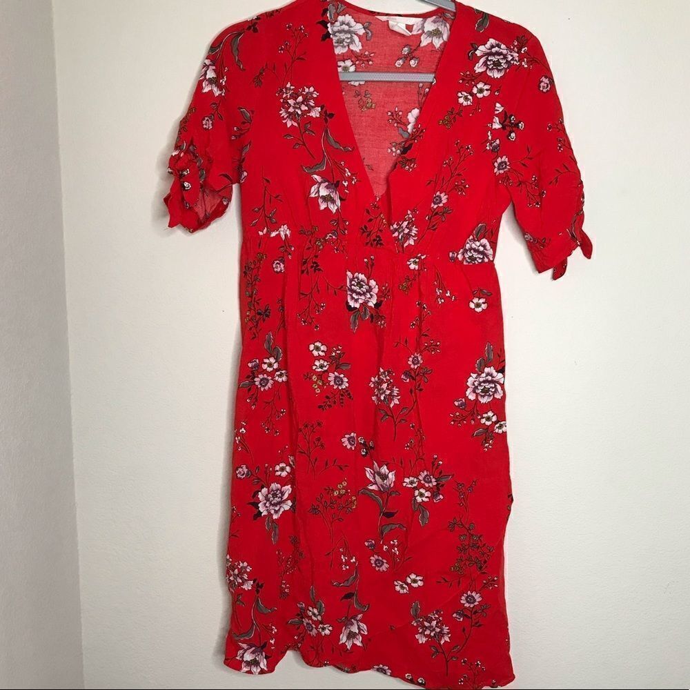 Hm maternity‎ floral tie sleeve wrap dress